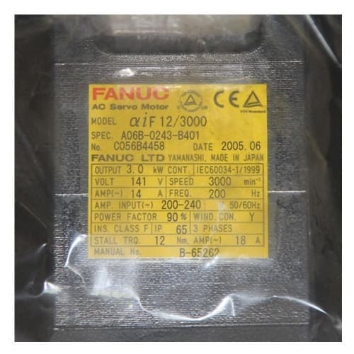 Fanuc A06B-0243-B401:AC Động cơ servo MDL A12/3000i Fanuc A06B-0243-B401:AC Động cơ servo MDL A12/3000i