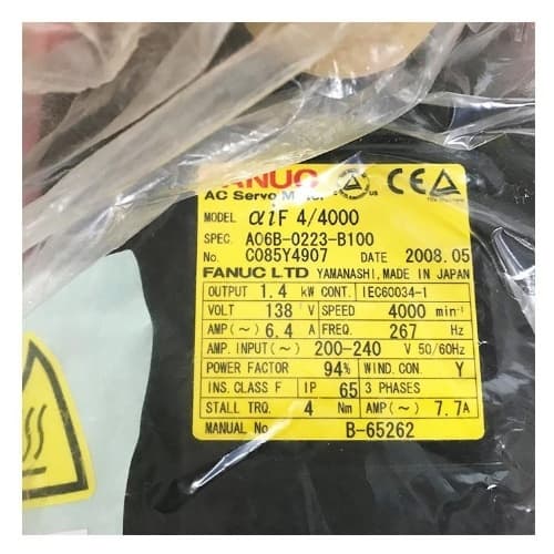 Fanuc A06B-0223-B100: AC Động cơ servo MDL Ai4/4000 Fanuc A06B-0223-B100: AC Động cơ servo MDL Ai4/4000