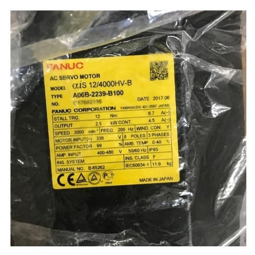 Fanuc A06B-2239-B100 AC Động cơ servo: AiS 12/4000HV-B Fanuc A06B-2239-B100 AC Động cơ servo: AiS 12/4000HV-B