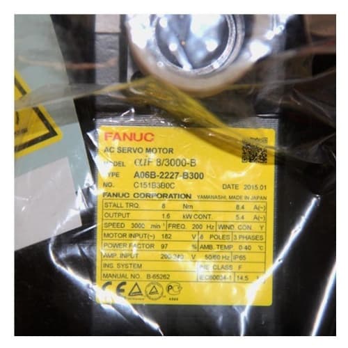 Fanuc Động cơ servo A06B-2227-B300:AC SERVO MDL AiF 8/3000-B Fanuc Động cơ servo A06B-2227-B300:AC SERVO MDL AiF 8/3000-B